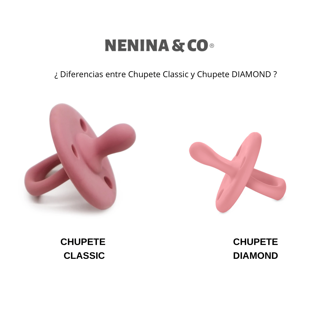 chupete diamond by nenina & co rosa, rosa pálido y lila
