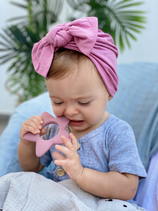 Turbante rosa lavanda para bebé niña 2 meses - Vía Láctea